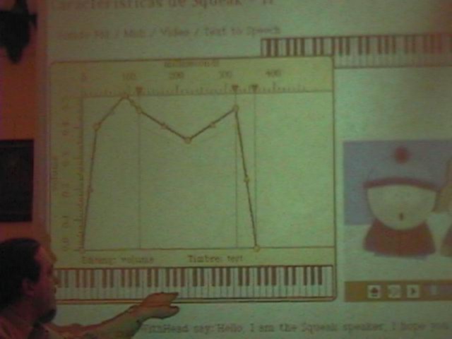 Diego tocando el piano y mirando un video de South Park (todo lo que ven en la pantalla es un objeto, de m�s est� decir)